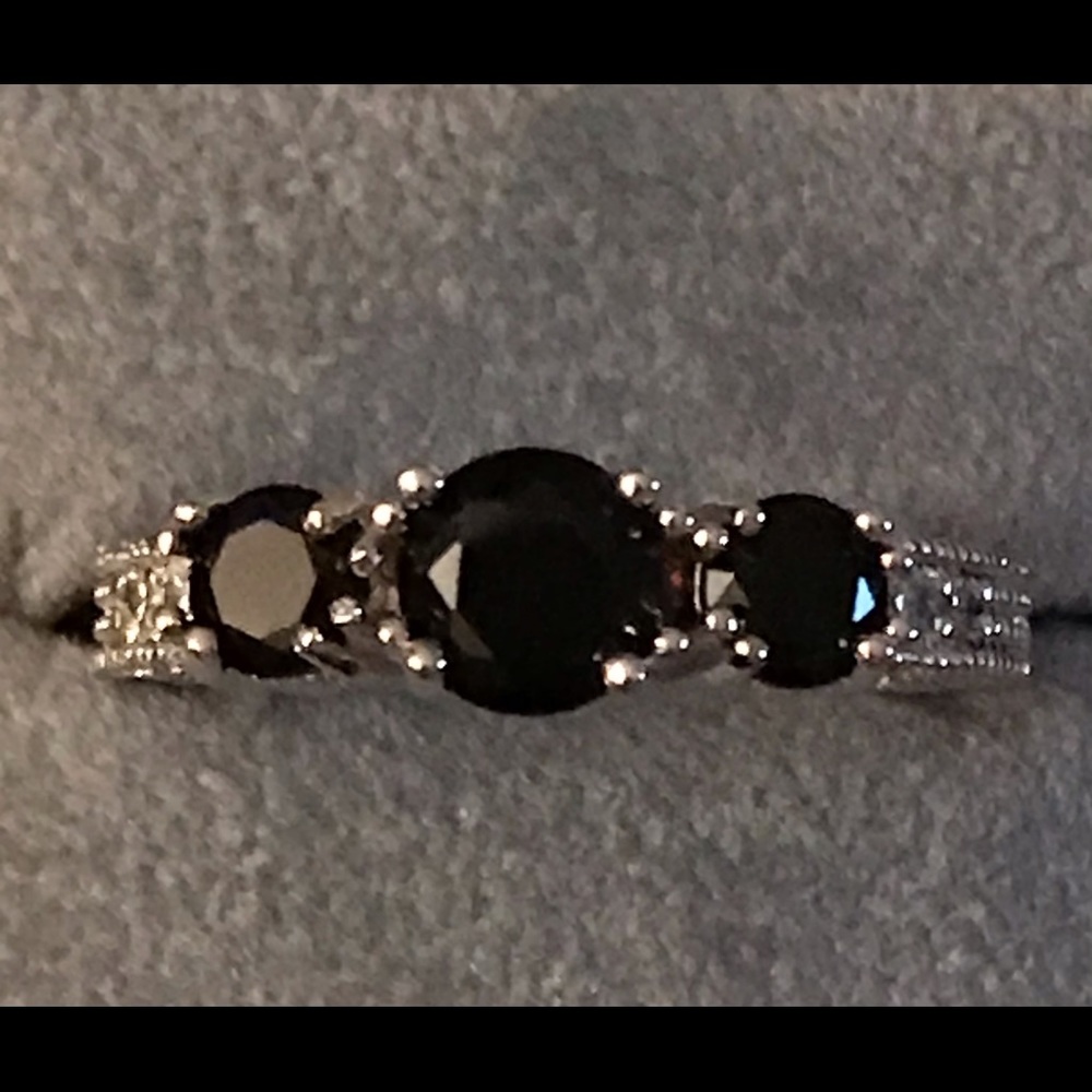 Sterling Black CZ Gem Band Ring 9 w/Gift Bag